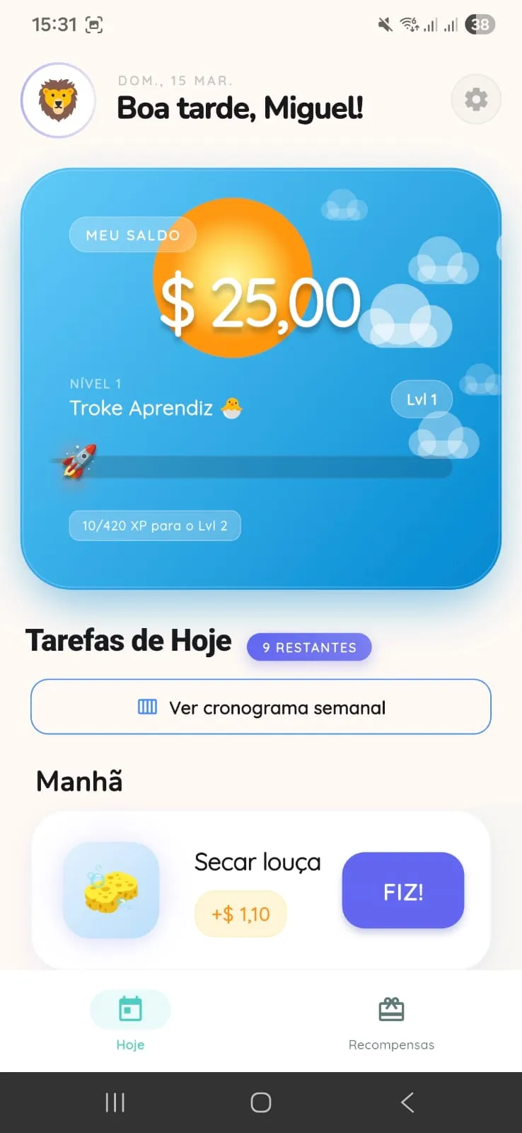 Saldo após aprovação